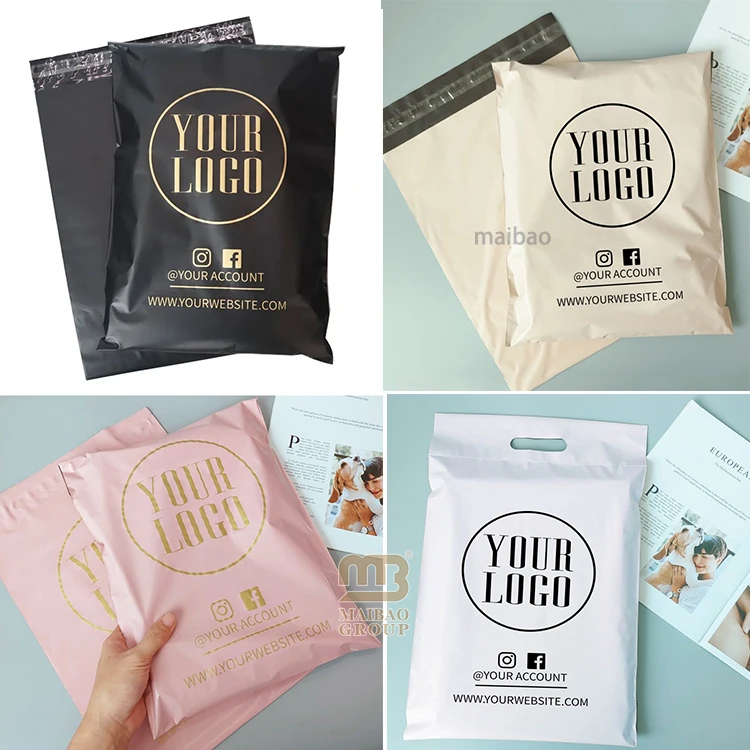 环保可持续塑料化妆品包装运输信封定制标志可堆肥塑料邮袋邮寄邮袋