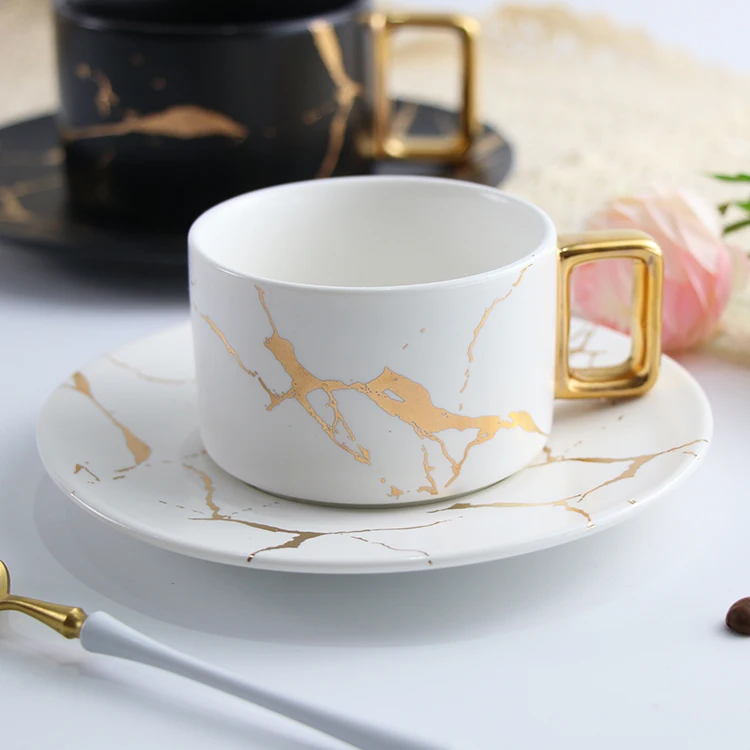 Чашка для эспрессо, мраморная, 2,3 унции, европейская, черная, мраморная, чашка для чая, воды, керамическая чашка для кофе, набор с блюдцем