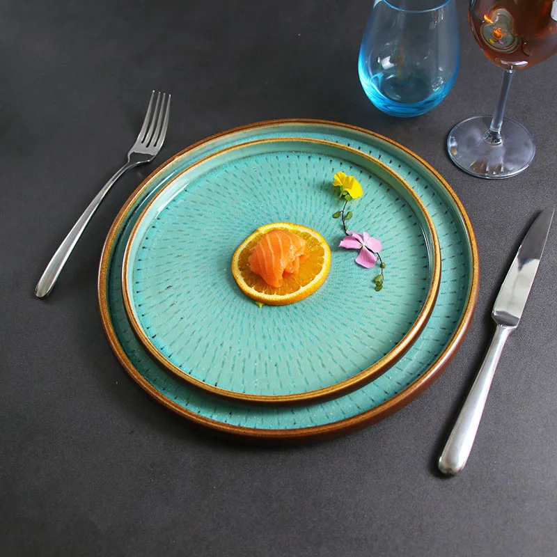 Современный набор столовой посуды из 2 фарфоровых тарелок, безопасный для микроволновой печи, керамическая посуда, глазурованный обеденный набор для ресторана