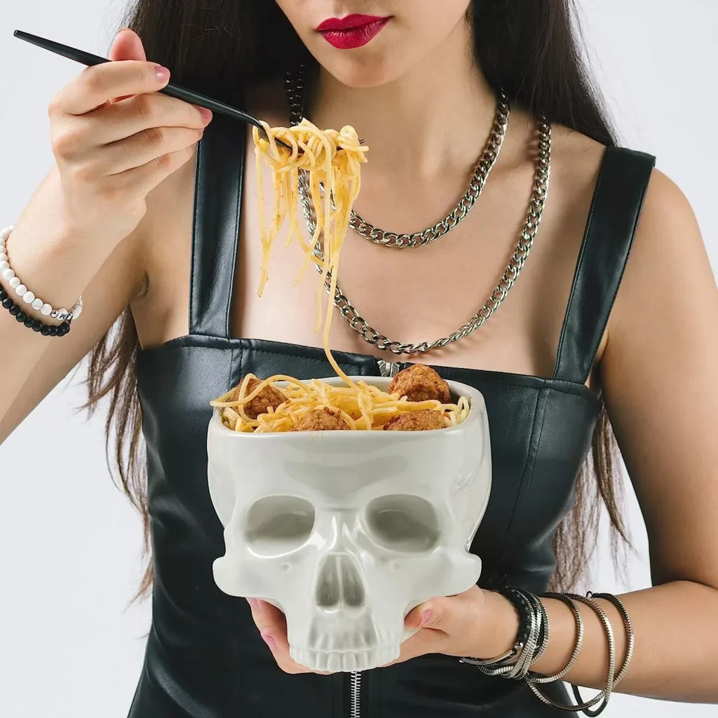 Vintage Gothic Halloween Ceramic Spaghetti Bowl Horror Craft Dinnerware Set Home Bar Gourmet Candy Bowl Gothic Tabletop
