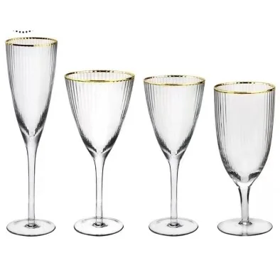 Гуанчжоу Лучшие бренды стеклянной посуды Хрустальный бокал для вина Стеклянная чашка для пива, сока и воды с золотой оправой Серебряная оправа