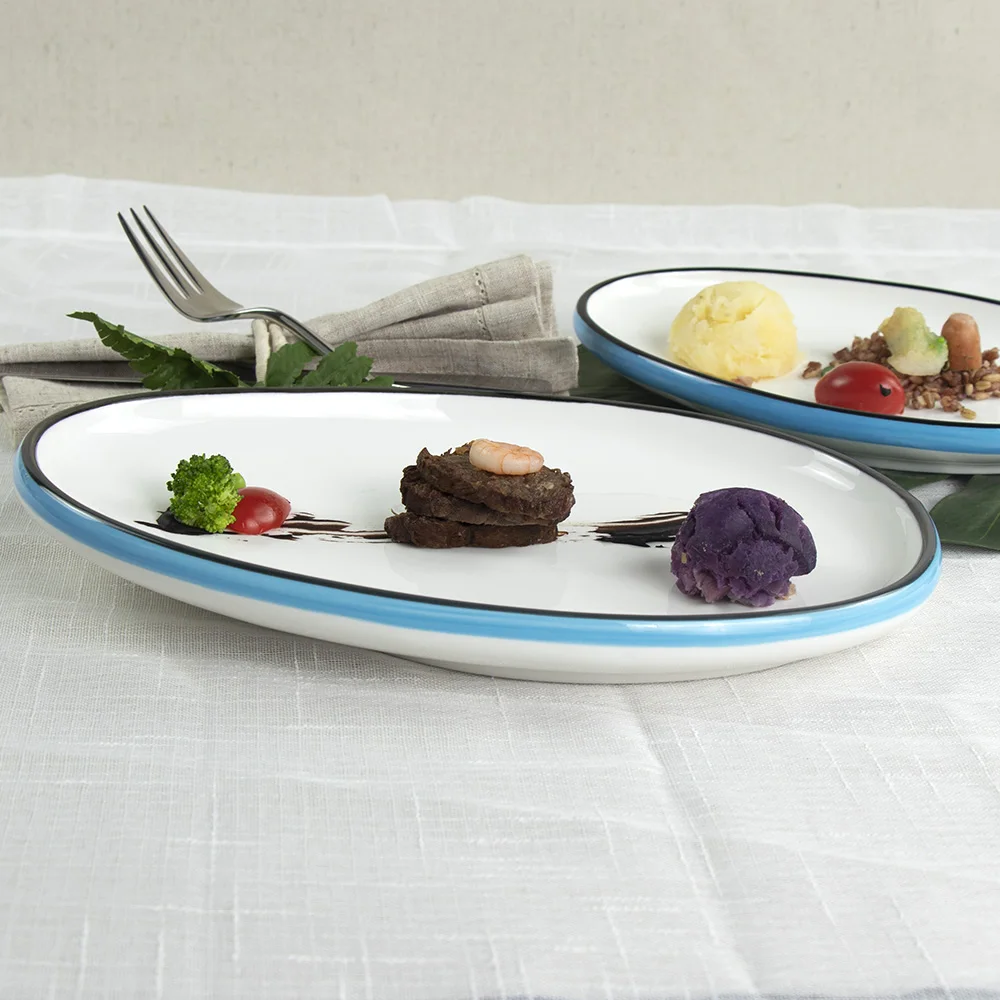 Привлекательная цена, новый тип фарфоровой овальной керамической тарелки, супер белая, для дома, отеля, ресторана, производство свадебных столовых сервизов