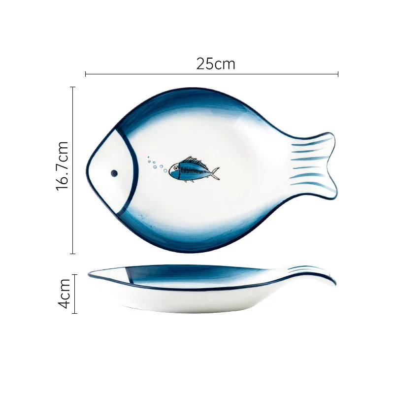High Quality Creative Fish Shaped Plate Ceramic Serving Platter Fish Dish for Restaurant Home