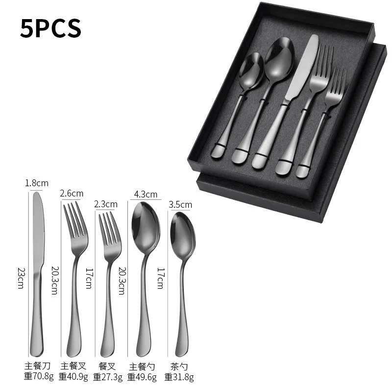Luxury Tableware Cutlery 5pcs Stainless Steel Knife and Fork Set Gold Flatware Set for Wedding
