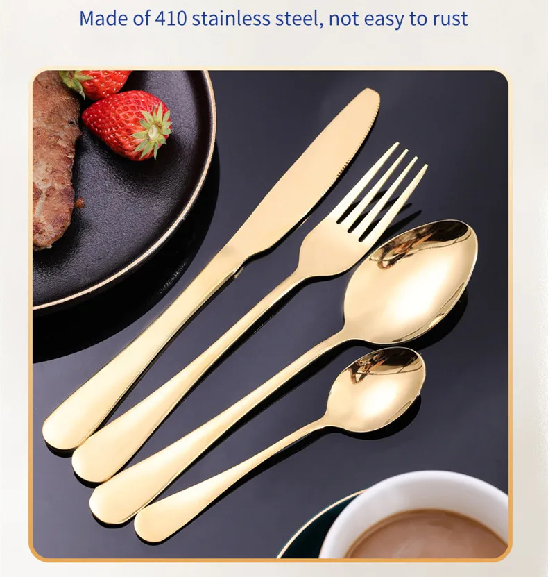 Black Gold Cutlery Spoon Knife Fork Stainless Steel Flatware Set for Wedding Christmas Luxury Tableware Sets