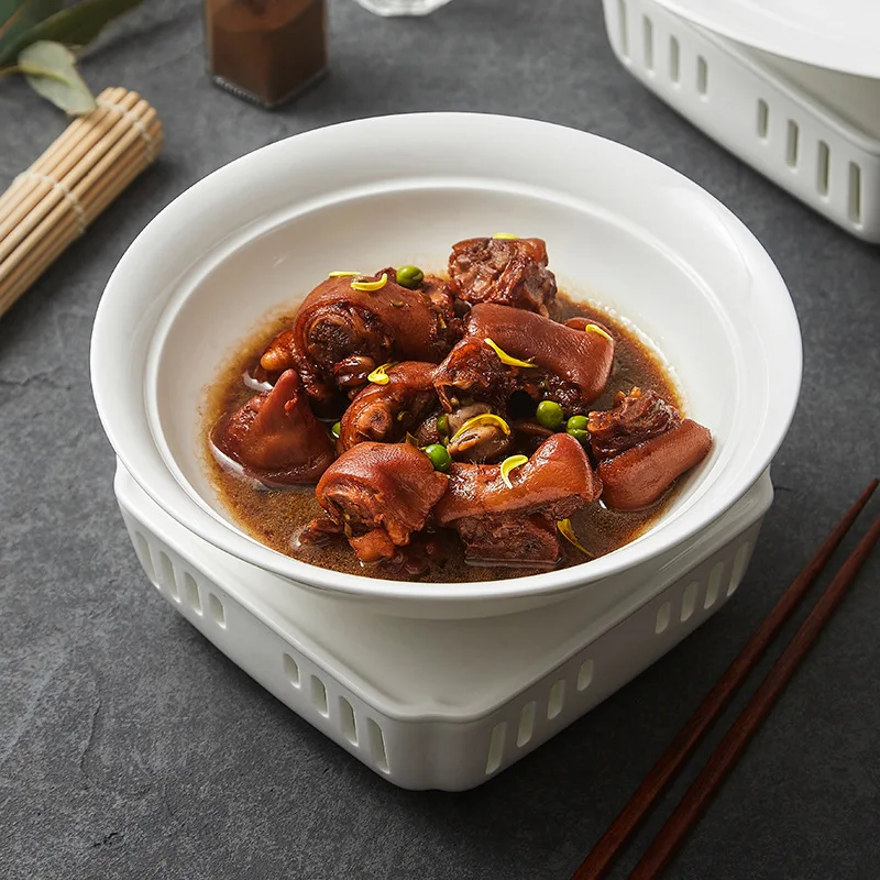 Nordic White Ceramic Serving Tray New Stoneware Dinner Plate Soup Puree Seafood Salad Fish Buffet Restaurant Tableware Europe