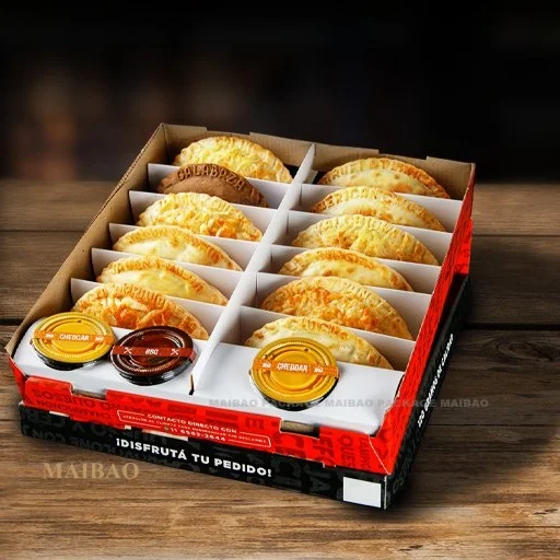 Контейнер для эмпанады на вынос с разделителем для чашек, индивидуальные картонные коробки для упаковки пельменей, фаст-фуда на вынос