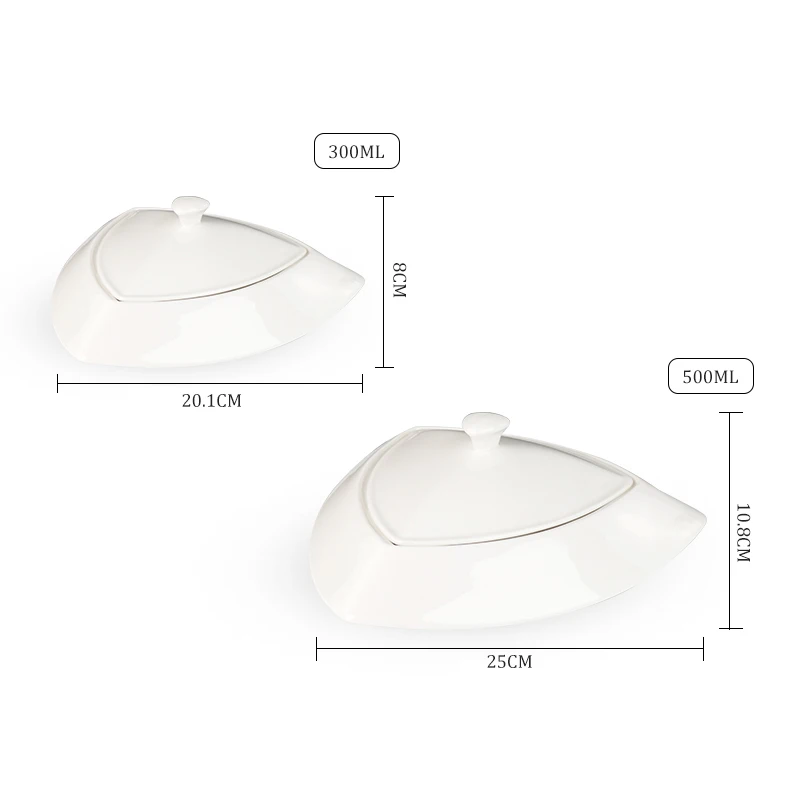 Фабрика Чаочжоу Китай Супница Белый фарфор Керамическая сахарница с крышкой Современная супница