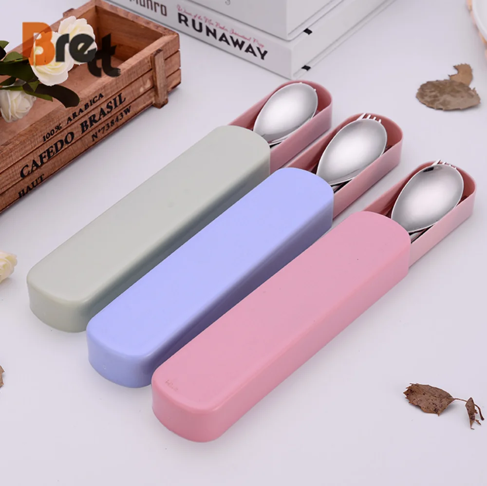 Корейский стиль 304 из нержавеющей стали для студентов, ложка, вилка, палочки для еды, набор