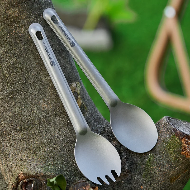 Легкий вес из чистого титана, многофункциональная уличная ложка для кемпинга, вилка, дорожные столовые приборы, вилка с логотипом под заказ
