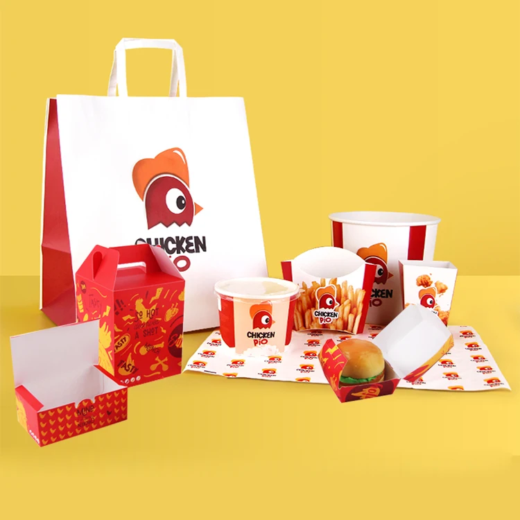 Раскладушка с принтом на заказ, коробки для гамбургеров, картофель фри, упаковка для фаст-фуда, одноразовая крафт-бумага, коробка для жареной курицы на вынос