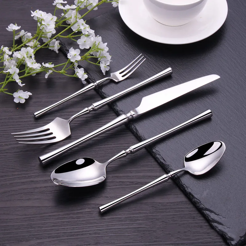 4pcs/5pcs Household 304 Stainless Steel Cutlery Set Creative Western Style Steak Knife Fork for Parties Small Waist Design