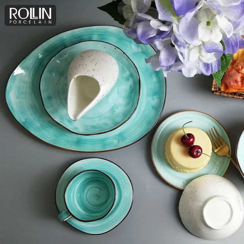 Оптовая продажа, фарфоровый набор посуды ручной работы, новый дизайн, фарфоровый набор посуды, 2 человека, кухонный набор, обеденный набор