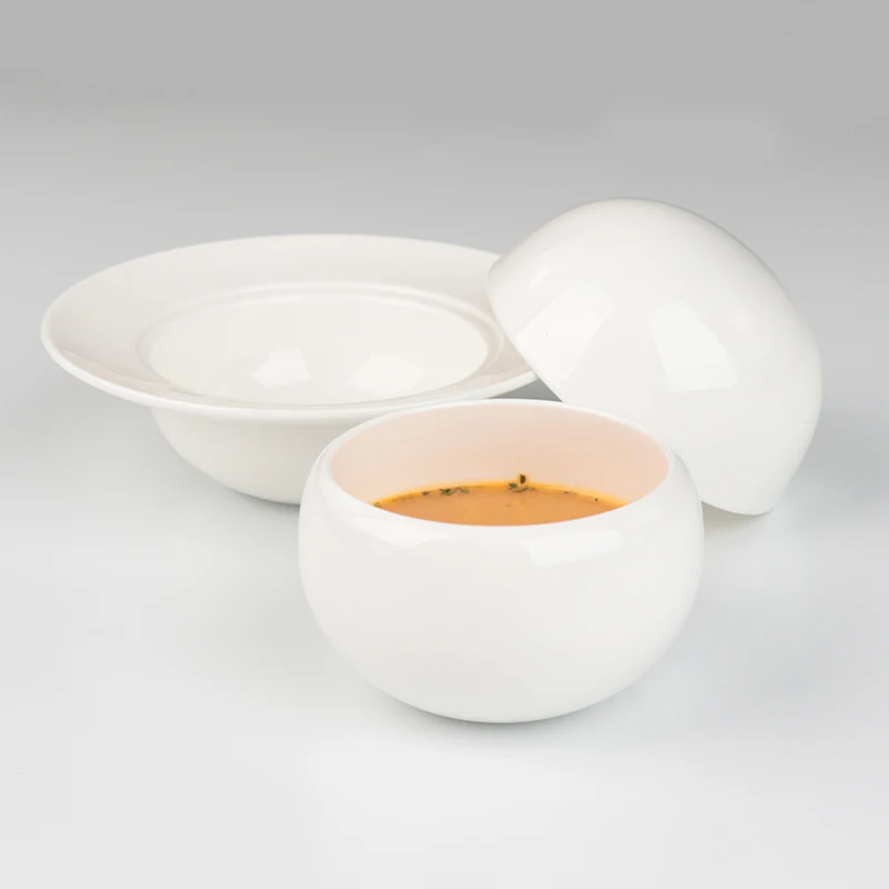 Platos Para Restaurant White Hotel Корейская фарфоровая керамическая суповая миска с крышкой