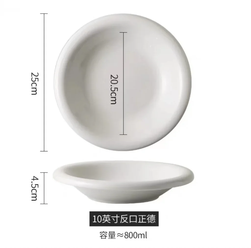Personality White Ceramic Tableware Porcelain Soup Bowls Salad Bowl for Restaurant Creative Deep Dishes and Plates