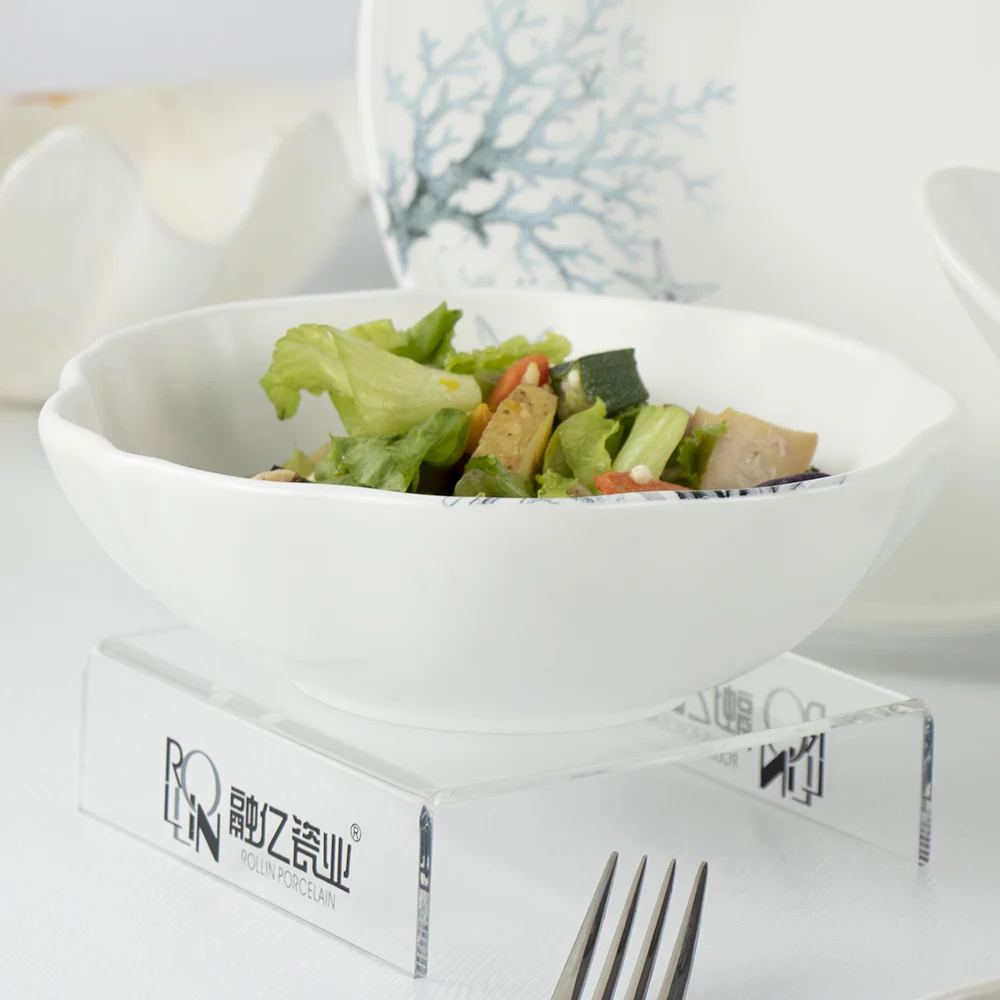 Белая высокотемпературная керамическая чаша в стиле ретро в стиле ретро, фарфоровые миски для ресторана, общественного питания