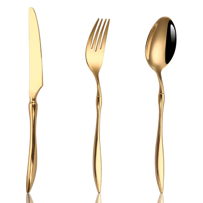 3pcs/4 Pcs Luxury Silver Stainless Steel 304 Cutlery Set Sustainable Dessert Spoon and Fork for Parties