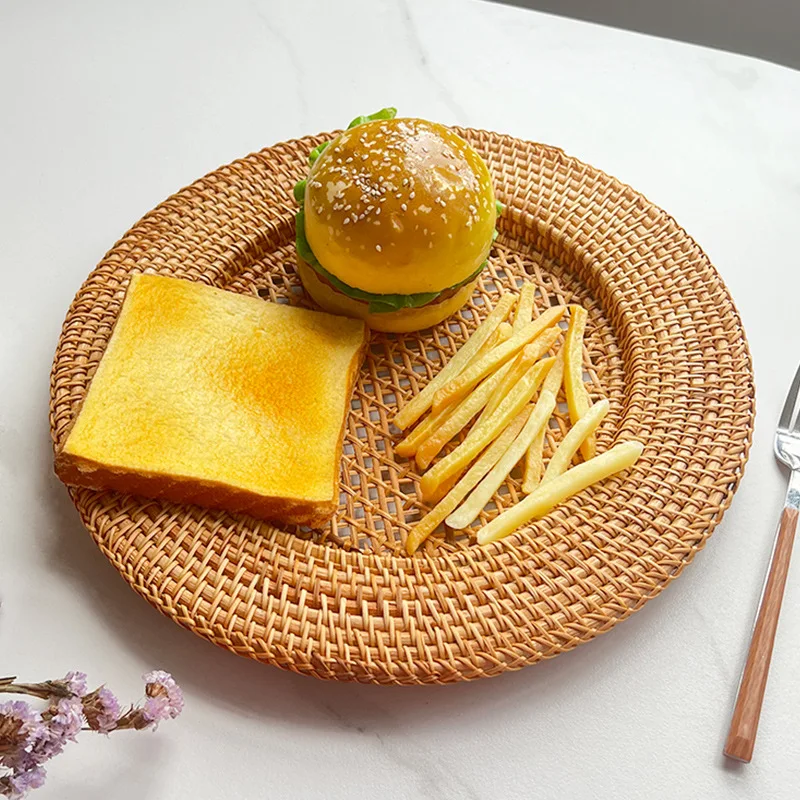 Зарядное устройство из ротанга, тканое зарядное устройство ручной работы из ротанга, винтажное тканое украшение для свадебного декора, ремесло