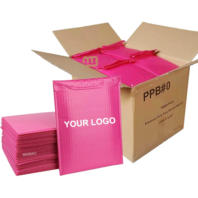 Пользовательский логотип Pink Air Padded Bubble Mailers Одежда доставка куриного пакета доставки косметики пузырьковые конверты рассылки почтовые сумки