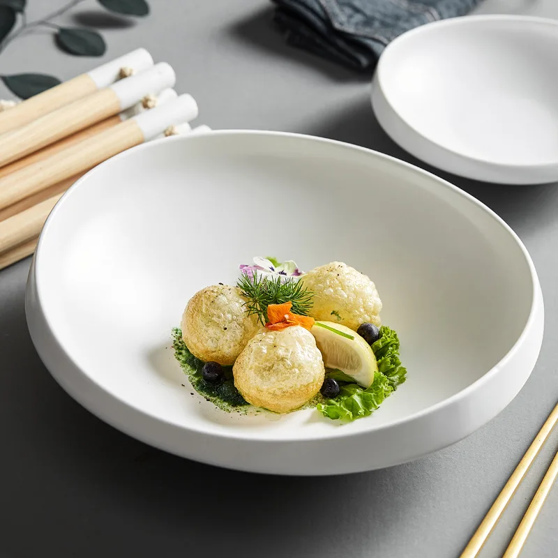 Luxury Creative White Ceramic Dinnerware Set Small Salad Breakfast Restaurant Useplates Luxury Lotus Stoneware Clay Plates