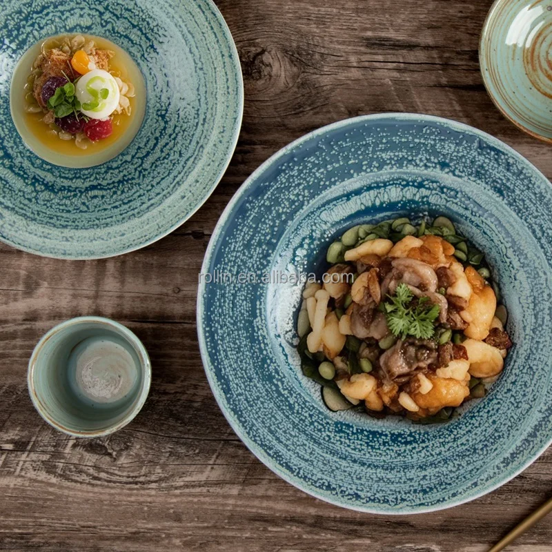 Оптовая продажа, посуда для ресторана, кухни, набор керамических тарелок, современные ресторанные блюда и тарелки, красочная керамическая посуда для отеля