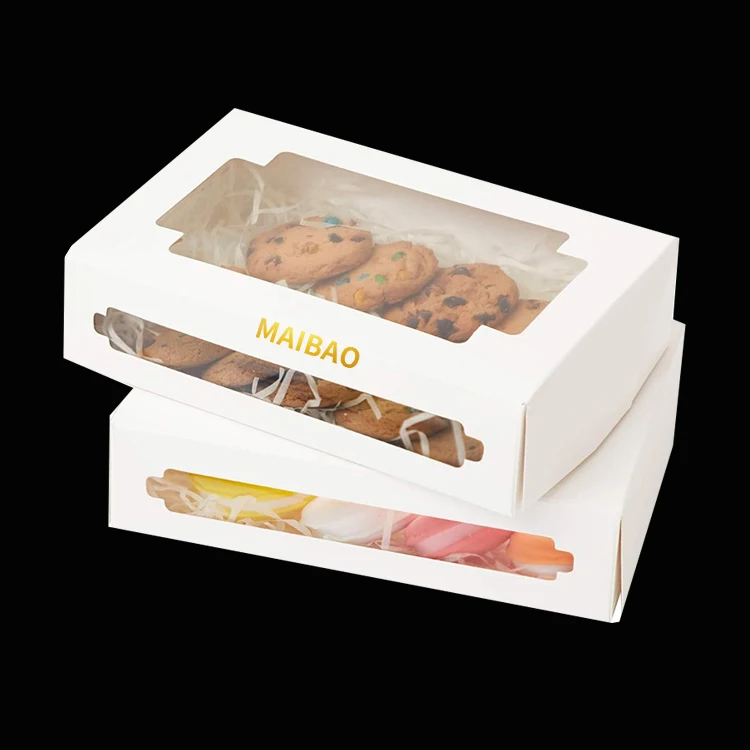 Оптовая продажа, коробка для упаковки печенья на заказ, коробка для печенья с прозрачным окном, подарочная коробка для выпечки для печенья/макарун/сладкого/пончика