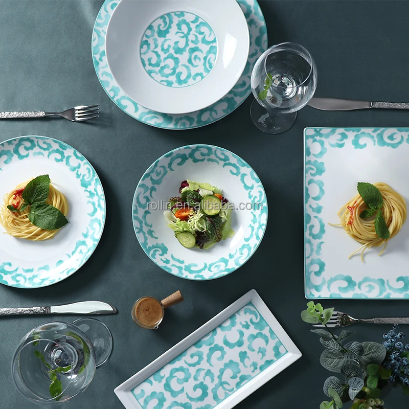 Наборы тарелок Роскошный набор керамической посуды Рождественская керамика на 12 человек Домашняя фарфоровая посуда для ужина Белая посуда