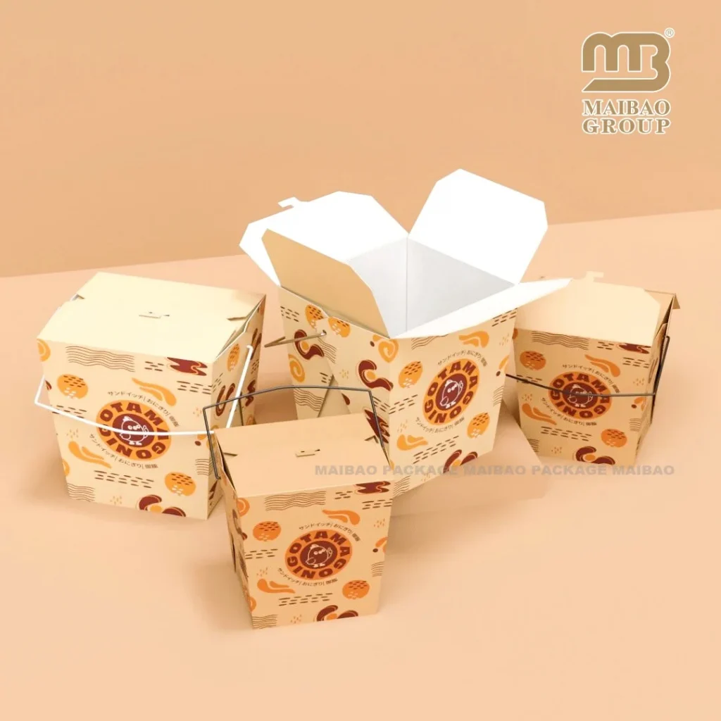 Пользовательская печать на 16 унций одноразовая вынос упаковочная упаковка для лапши коробки донор Kebab Упаковка еды Круфт -бумага китайская коробка с лапшой