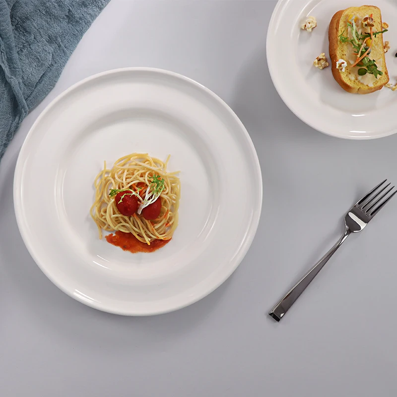 Белые прочные наборы тарелок, посуда для ресторана, керамическая посуда, сервировочная посуда для мероприятий, отелей, кейтеринга