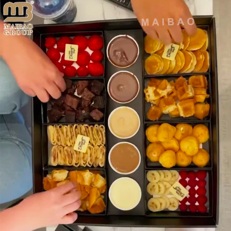 Оптовая торговля нестандартной конструкции большая одноразовая коробка для послеобеденного чая из крафт-бумаги, перерабатываемая упаковка для десертов и закусок для печенья