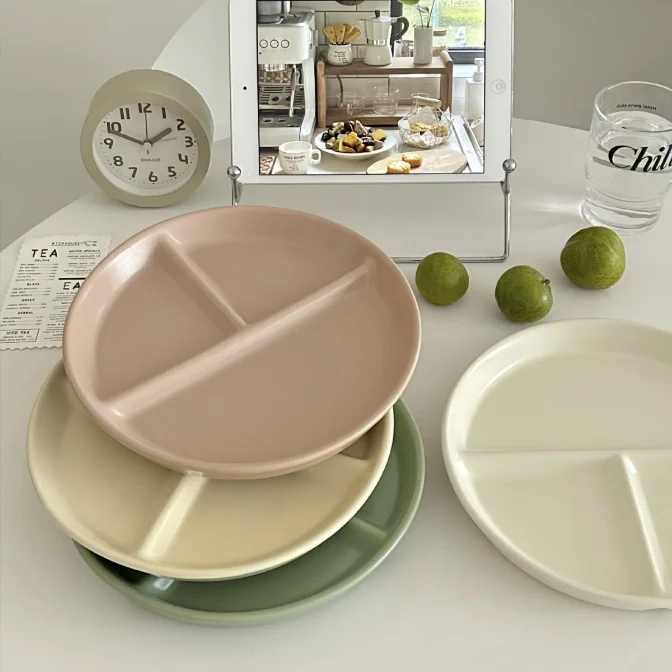 INS Style Round Ceramic Dinner Plate Matte Breakfast Pasta Plate Sustainable Nordic Design Separates Plates for Party