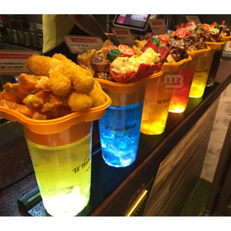 Одноразовый пластиковый держатель для закусок, чашка для напитков, жареная курица, салат, фруктовый поднос, чашка для акций, чашка для напитков с принтом на заказ, с держателем для закусок