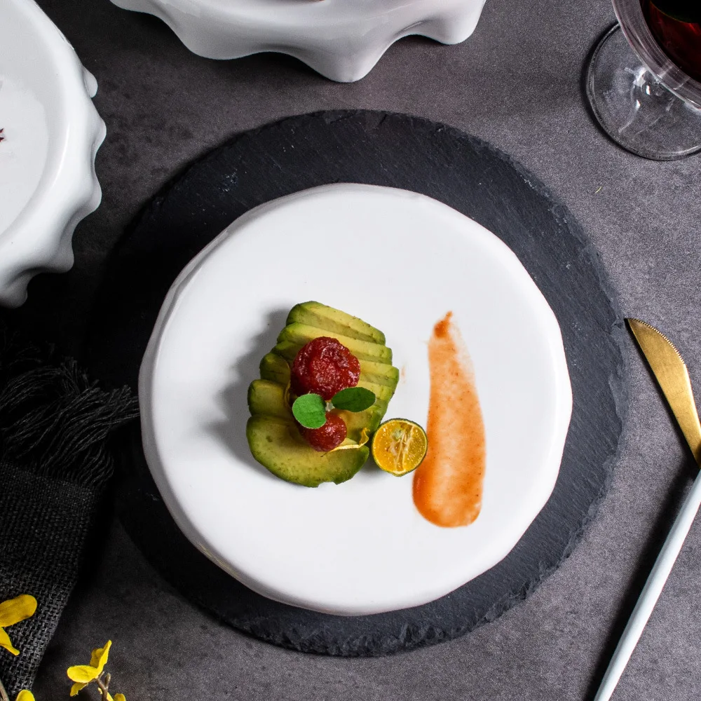 Ceramic Dishes With High Footed Skirt Edge Hotel Restaurant Features Irregular Western Cuisine Plates Sets Dinnerware Luxury