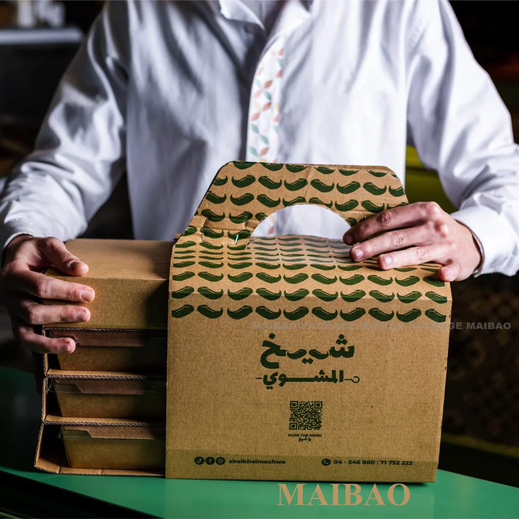 Изготовленные на заказ коробки для демонстрации продуктов питания Картонные коробки для гамбургеров на вынос Упаковка из крафт-бумаги Эмпанадас Тако Упаковка для картофеля фри Коробка для еды