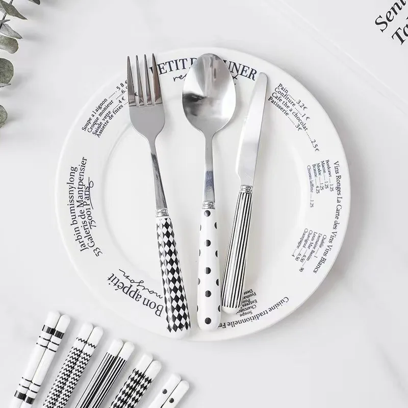 High Quality Stainless Steel Fork Set Dessert Cream Spoons Set and 5pcs Knife Fork Coffee Stirring Spoons