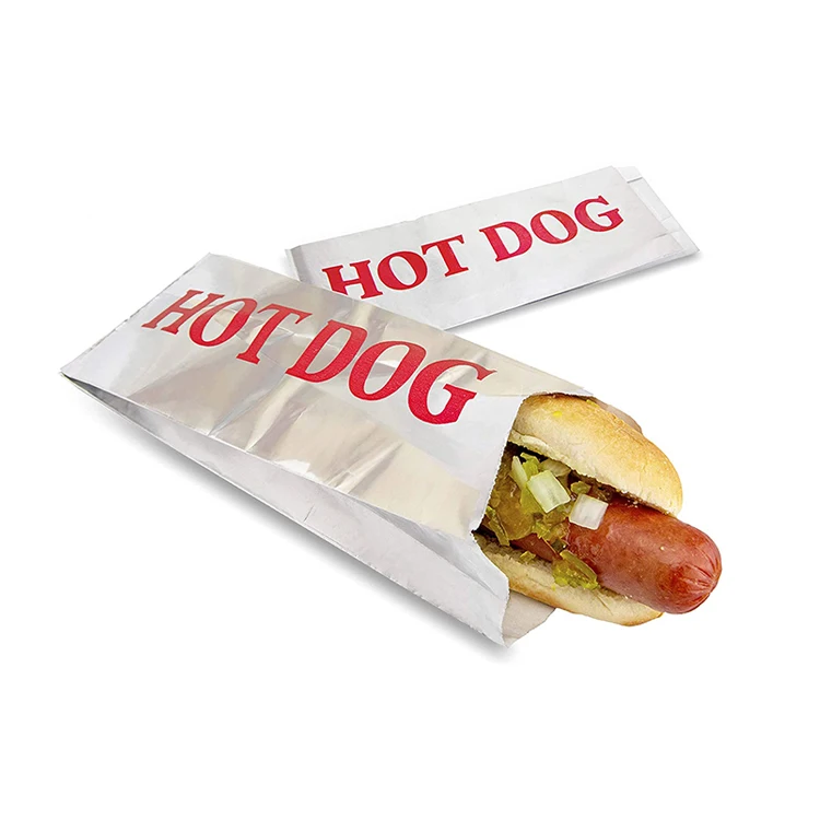 Изготовленные на заказ экологически чистые жиронепроницаемые бумажные пакеты для еды на вынос, упаковка для фаст-фуда, барбекю, жареная курица, барбекю, хот-дог, бумажные пакеты с подкладкой из алюминиевой фольги