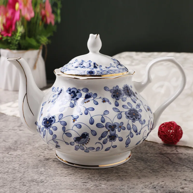 Wholesale Blue and White Ceramic Coffee Set Printed Logo Bone China Boutique Gift Set with Customised Logo