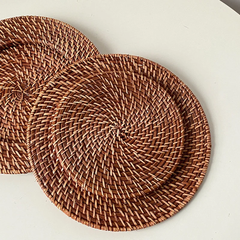 Круглые плетеные тарелки из ротанга, салфетки ручной работы для украшения ресторана, свадебные сервировочные тарелки, посуда, Вьетнам