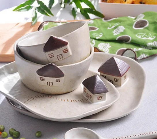 Classic Design Fruit Plate Dessert Salad Bowl and Spoon Set for Children’s Dinner Camping and Restaurant Use