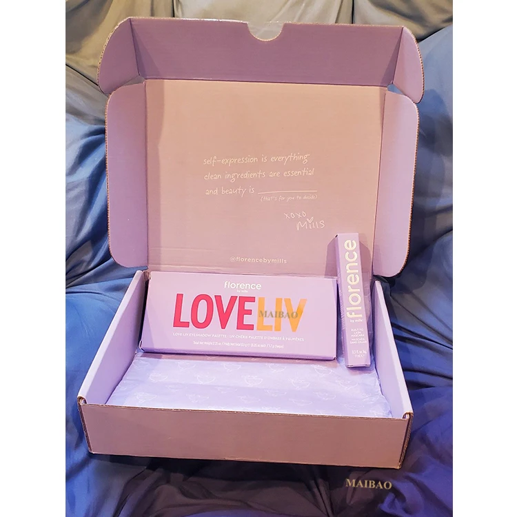 Экологически чистая подарочная упаковка для ухода за кожей с принтом, картонная коробка, почтовая коробка для одежды, розовая гофрированная транспортировочная коробка для одежды