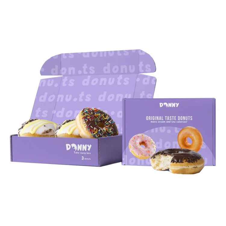 Оптовая продажа, роскошный розовый, белый картон, одиночные 6, 12, 24 отверстия, кекс, печенье, хлебобулочные изделия, обычная печатная коробка для пончиков