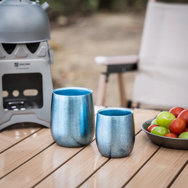 Чистая двойная утолщенная кофейная чашка, титановая дорожная чашка с гусиным яйцом и вакуумной изоляцией