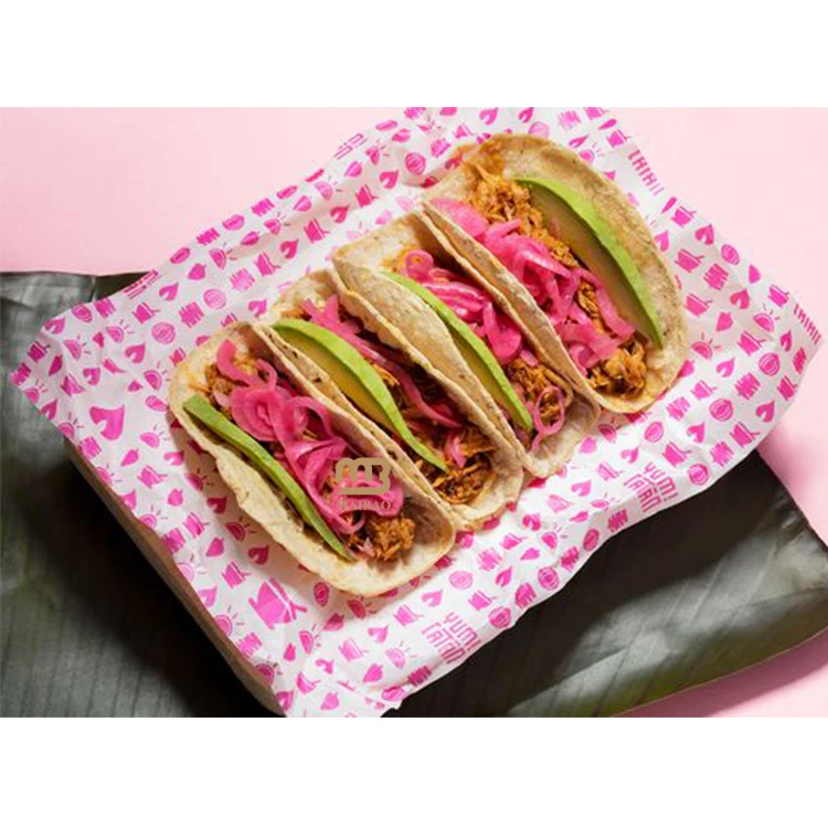 Упаковка куриных рулетов по индивидуальному заказу, жиронепроницаемая вощеная бумага, оберточная бумага для тако, мексиканского буррито, оберточная бумага для пищевых продуктов