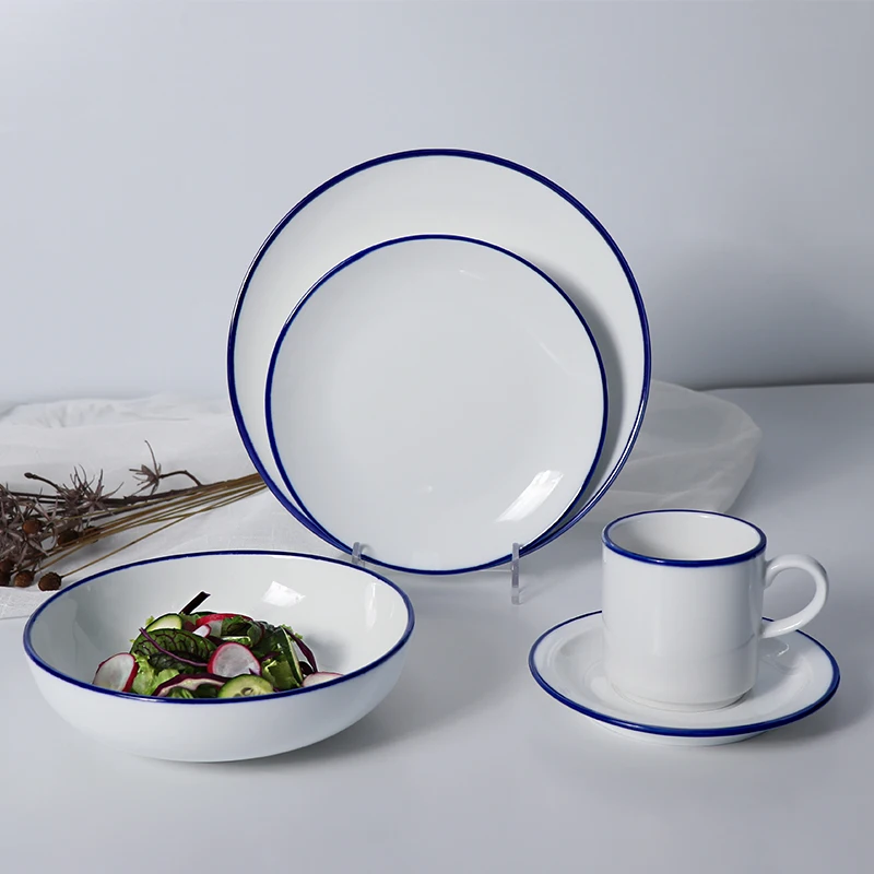 Белые керамические тарелки, тарелки, керамические сервизы, роскошная посуда из 5 предметов, оптовая продажа, гостиничные принадлежности, набор для ресторана