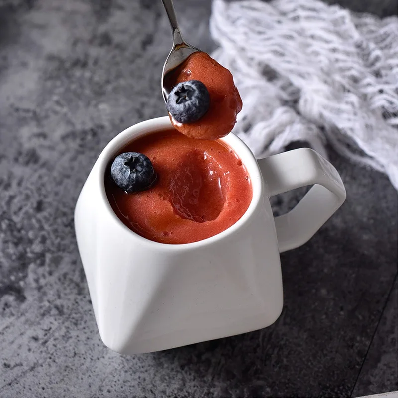 8oz Gift Ceramic Water Cup Custom Logo Irregular Angular Ice Coffee Milk Tea Mug Coffee Cup