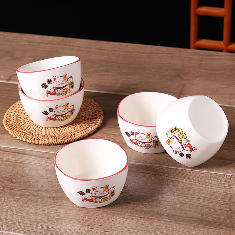 Wholesale Business Gift Wedding Activity Lovely Kitten square Bowl Custom Ceramic Bowl Set With Box Luxury Tableware Set
