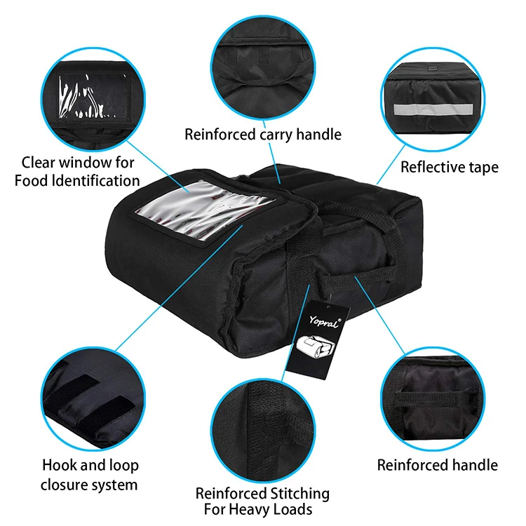 Водонепроницаемые сумки с принтом для ресторана, коммерческие термосумки с подогревом для переноски обеда, изолированные сумки-холодильники для доставки горячей еды, пиццы