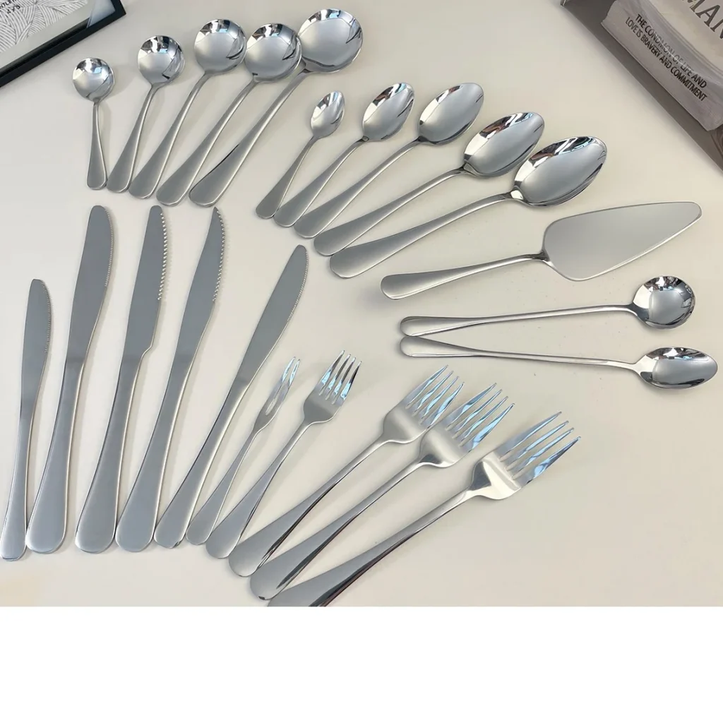 Серебро 304 18/10, набор столовых приборов из нержавеющей стали, нож, вилка, ложка, оптовый ресторан