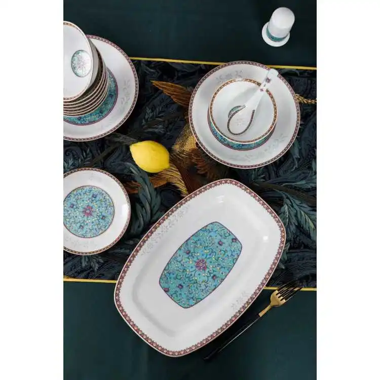 Supplier Kitchen Restaurant Tableware Luxury Porcelain Dinnerware Set Chinaware for Hotel Dishes