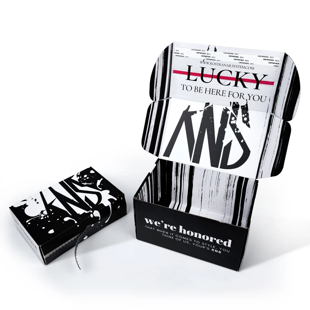 Переработка почтовых коробок из гофрированной бумаги с индивидуальной печатью, клейких отрывных полосок, транспортных коробок, оптовая продажа картонной почтовой коробки для одежды